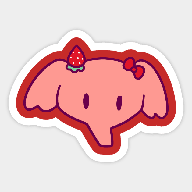 Strawberry Elephant Face Sticker by saradaboru